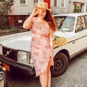 H&M Pink Floral Wrap Dress